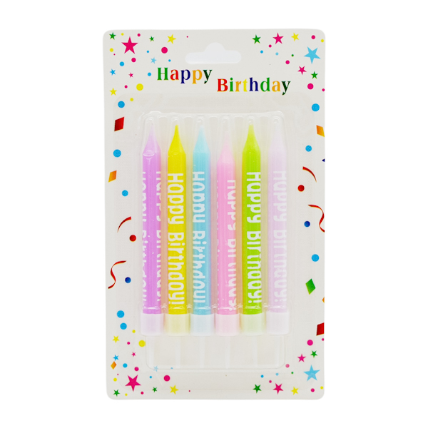 Набір свічок д/торта Happy Birthday 8см 6шт Мікс арт.X-1_