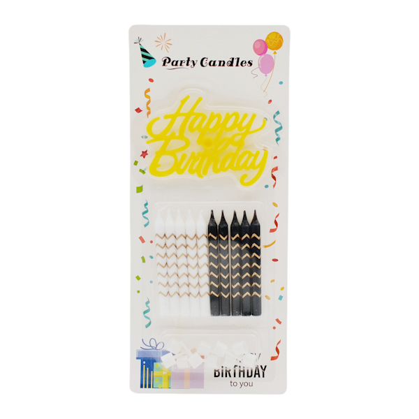 Набір свічок д/торта Party Candles 7,5см Біла/Чорна з білою 10шт Мікс арт.Х-17_