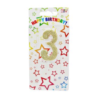 Свічка д/торта цифра Золота 3