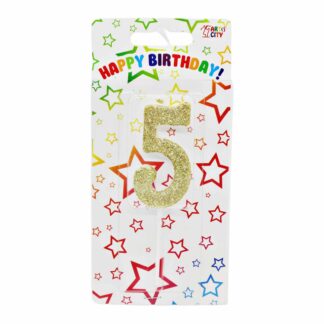 Свічка д/торта цифра Золота 5