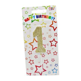 Свічка д/торта цифра Золота 1