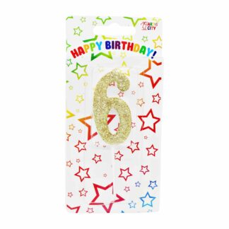 Свічка д/торта цифра Золота 6