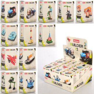 Конструктор SLUBAN M38-B0795 транспорт/фігурка, від25дет., кор., 12шт.(12видів)в диспл., 2