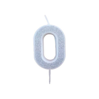 Свічка д/торта цифра Срібна з блиском 0_