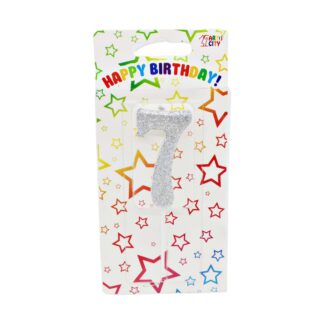 Свічка д/торта цифра Срібна з блиском 7_