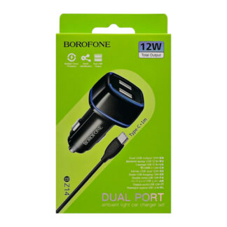 Автомобільний Зарядний Пристрій Borofone BZ14 Type-C 2USB (Чорний)