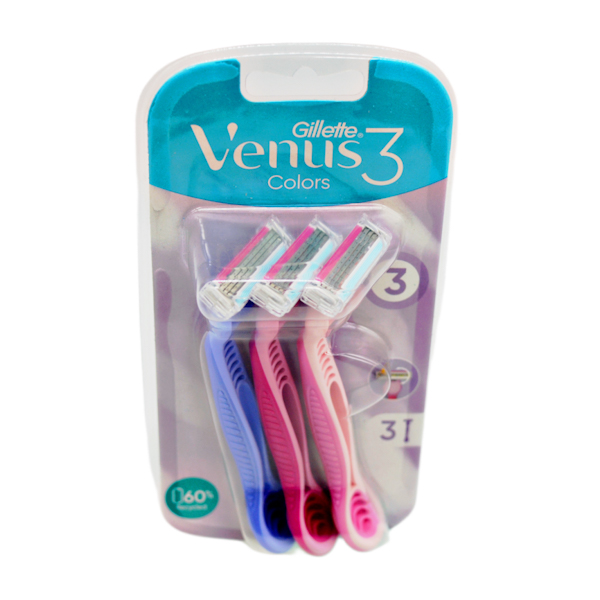 *Жіночий одноразовий станокGillete Venus-3 COLORS 3шт