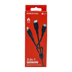 Кабель USB Borofone BX71 3-in-1 IP+Type-C+Micro (Чорний)