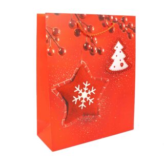 Пакет под. Новорічний 26*32*10 SM5885M Червоний з малюнком