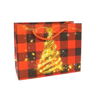 Пакет под. Новорічний 23*17,7*10 QZ951C Червоний клітинка Малюнок