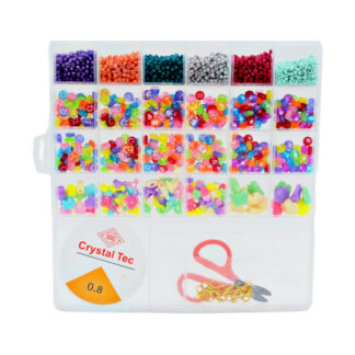 Набір д/плетіння браслетів з бісеру 24 кейси ножиці+мотузка, у боксі