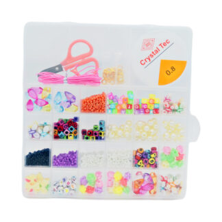 Набір д/плетіння браслетів з бісеру 24кейси ножиці+волосінь+застібка+мотузка