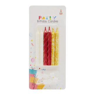 Набір свічок д/торта Party 7,5см Біла з Срібло/Золото/Червона в блискіт 6шт Мікс арт188-1_