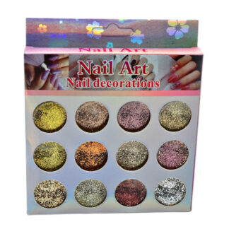 Декор д/нігтів Nail decorations Різнокольоровий глітер-пісок 12баночок