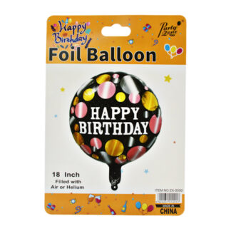 Кулька повітряна PartyZone Фольга 18 Куля Happy Birthday Чорна арт.ZX-S550 *10