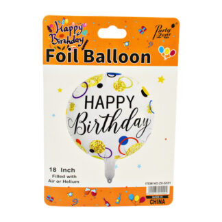 Кулька повітряна PartyZone Фольга 18 Куля Happy Birthday Біла арт.ZX-S551*10