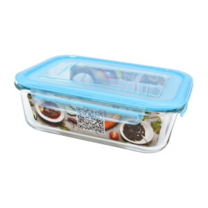 Судок 1500 мл скляний з пластиковою кришкою, прямокутний VITTORA, VT-7615