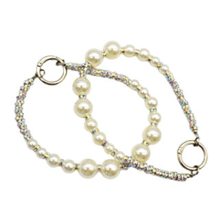 Шнурок д/телефону з білих перлин і каміння 1шт