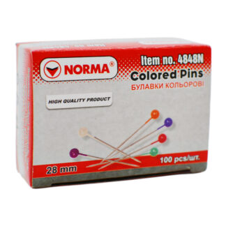 Булавки 28 мм, кольорові, 100 шт., 4848, NORMA