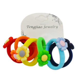 Резинка д/волосся TengjiaoJewelry 6шт Дитяча Кольоровва Квітка *12_