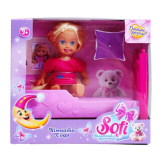 Лялька Sofi 38369 “Кімната Софі”, лялька, ліжечко, висоат ляльки 11 см, в коробці