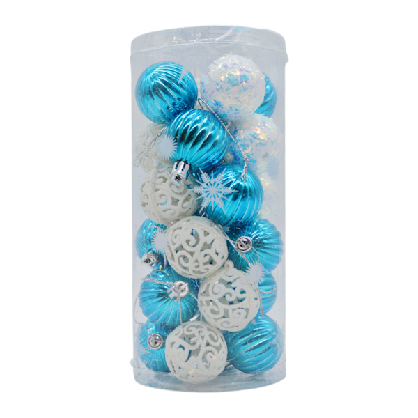 Новорічні прикраси C 67424 /6742 24 штуки, кульки, D = 3.5 см, в слюді