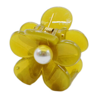 Краб д/волосся пластик 1шт 4см Квітка з перлиною арт.B113 *12