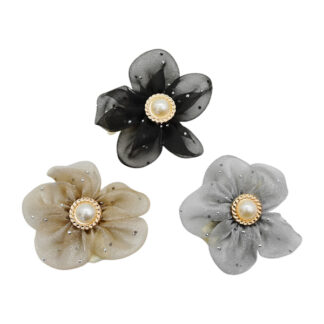 Заколка-прищіпка д/волосся 1шт Квітка з перлиною арт.A027 *10_