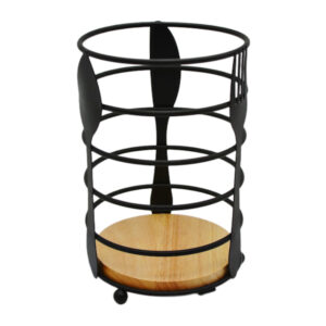 Підставка п/столові прибори металева дерев'яна вставка 1шт Чорна арт.A16-071C