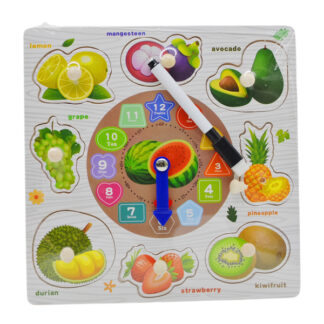 Дерев'яна іграшка Вкладиші C 68283 /68284 годинник, дошка для малювання, маркер “пиши-стир