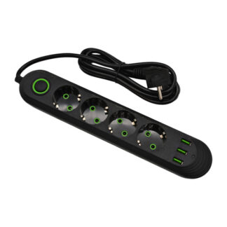 Подовжувач фільтр (4 євро-розетки+3usb) 2м,ар302 п/ет_