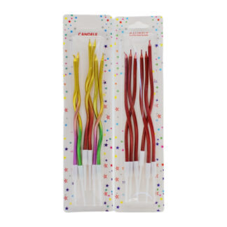 Набір свічок д/торта кручена Металік 6шт 16см