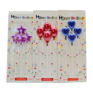 Набір свічок д/торта 4шт 3D Зірки/Серця/Кульки