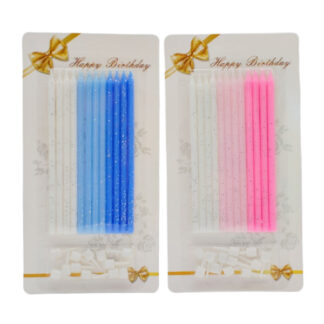 Набір свічок д/торта святкова з блискітками 12шт 13см