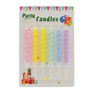 Набір свічок д/торта кручена Неонова 6шт Довга_