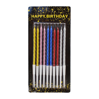 Набір свічок д/торта спіраль Металік 10шт 14см