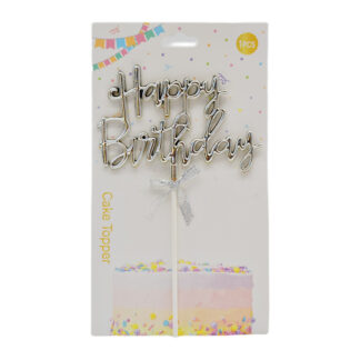 Свічка-топпер Happy Birthday Золото/Срібло