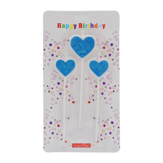 Набір свічок д/торта декор Серце з глітером 3D 3шт 16см