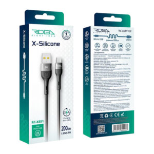 Кабель USB Ridea RC-XS51 X-Silicone MicroUSB 3A 2m (Чорний)