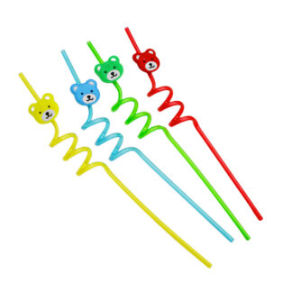 Трубочки д/коктейлів 4шт Спіральна з/декором Мікс