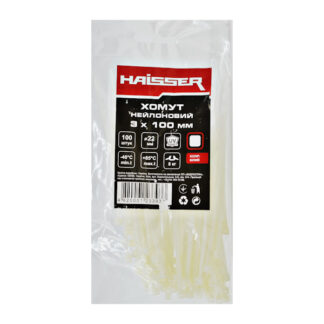 Хомут пластиковий 3*100мм чорний/білий 100шт Haisser_