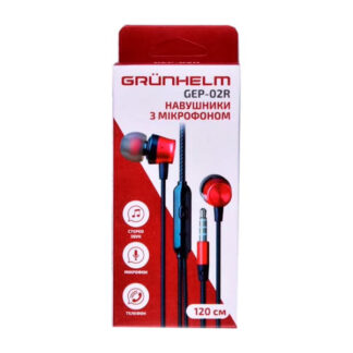 Навушники провідні з мікрофоном 1,2м GEP-02R/04B червоні/чорні