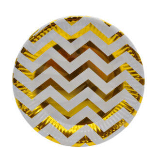 Тарілка святкова паперова Біла Золото/Срібло 10шт Мікс_