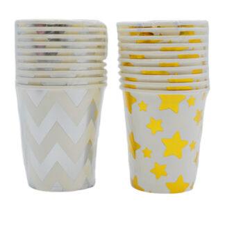 Стакан святковий паперовий Білий Золото/Срібло 10шт Мікс