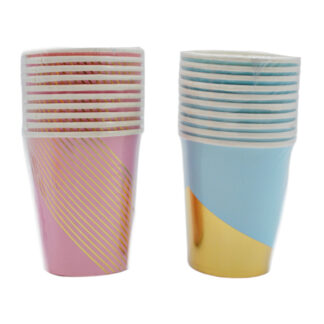 Стакан святковий паперовий Кольоровий Візерунок Золото 10шт Мікс_