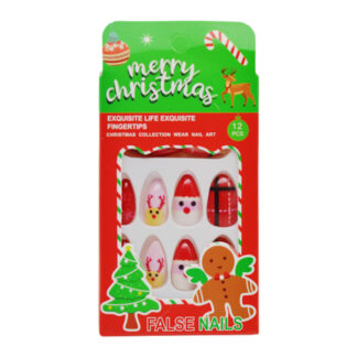 Нігті накладні Merry Christmas з манікюром 12шт арт.2224/SD-004 *12