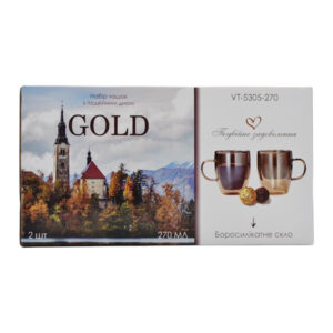 Чашка з подвійним дном набір 270мл  GOLD 2шт VITTORA, 133109