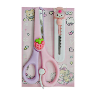 Набір канцелярський ножниці + ніж Дитячий з декором арт.AS-6 *12