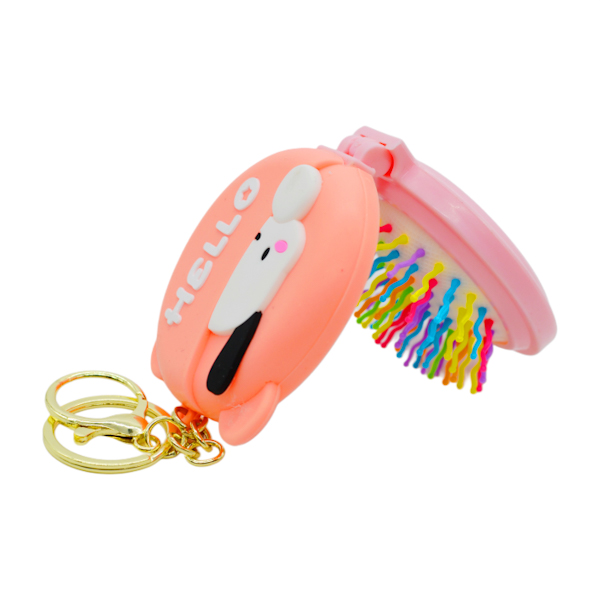 Розчіска-брелок дитяча Кругла Міні розкладна з дзеркалом Декор Мікс *12_