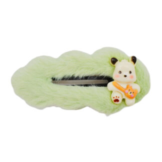 Заколка д/волосся 1шт 7,5см Хутряна Хмаринка з декором Мікс арт.A063 *10_